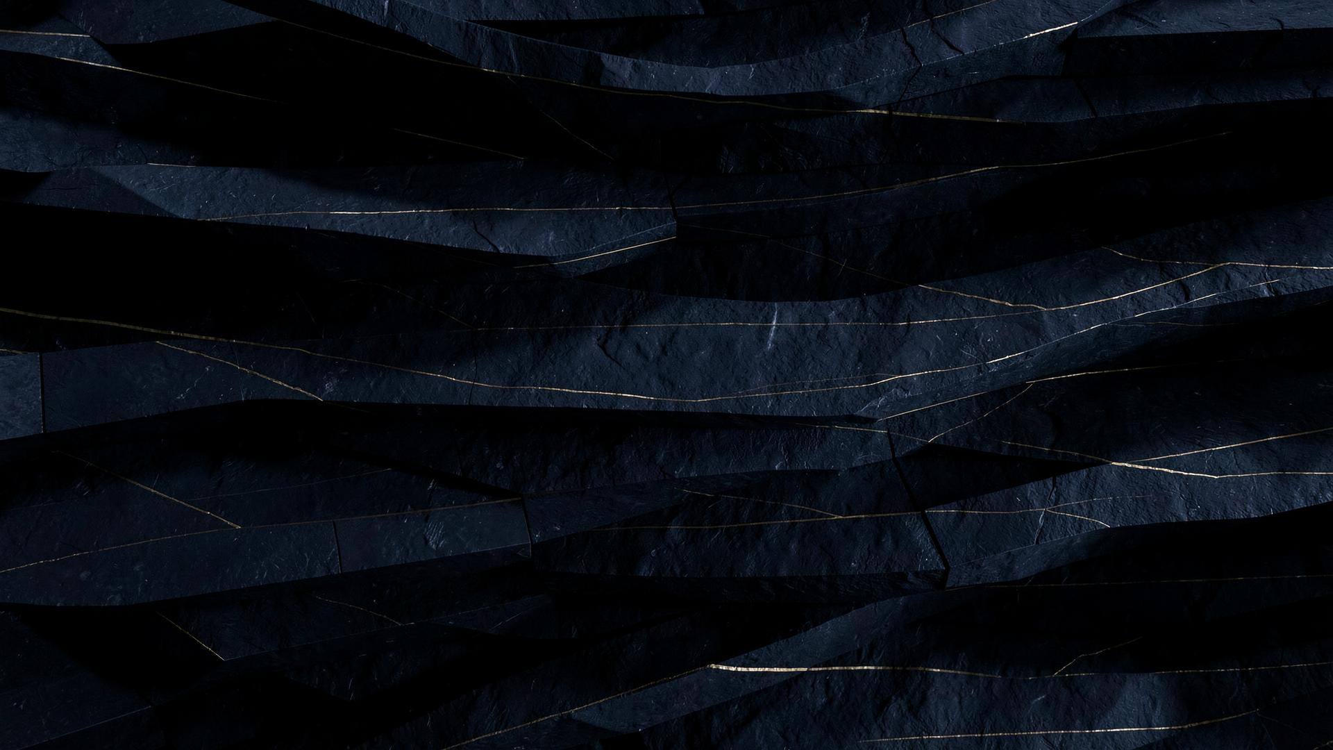Abstract dark strata with fine brass horizon lines, evoking foundation and perspective